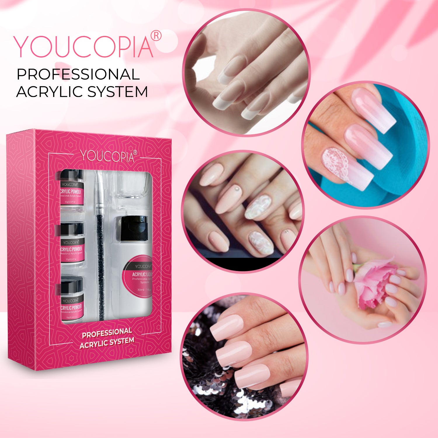 Acrylic Nail Powder with 3 Color