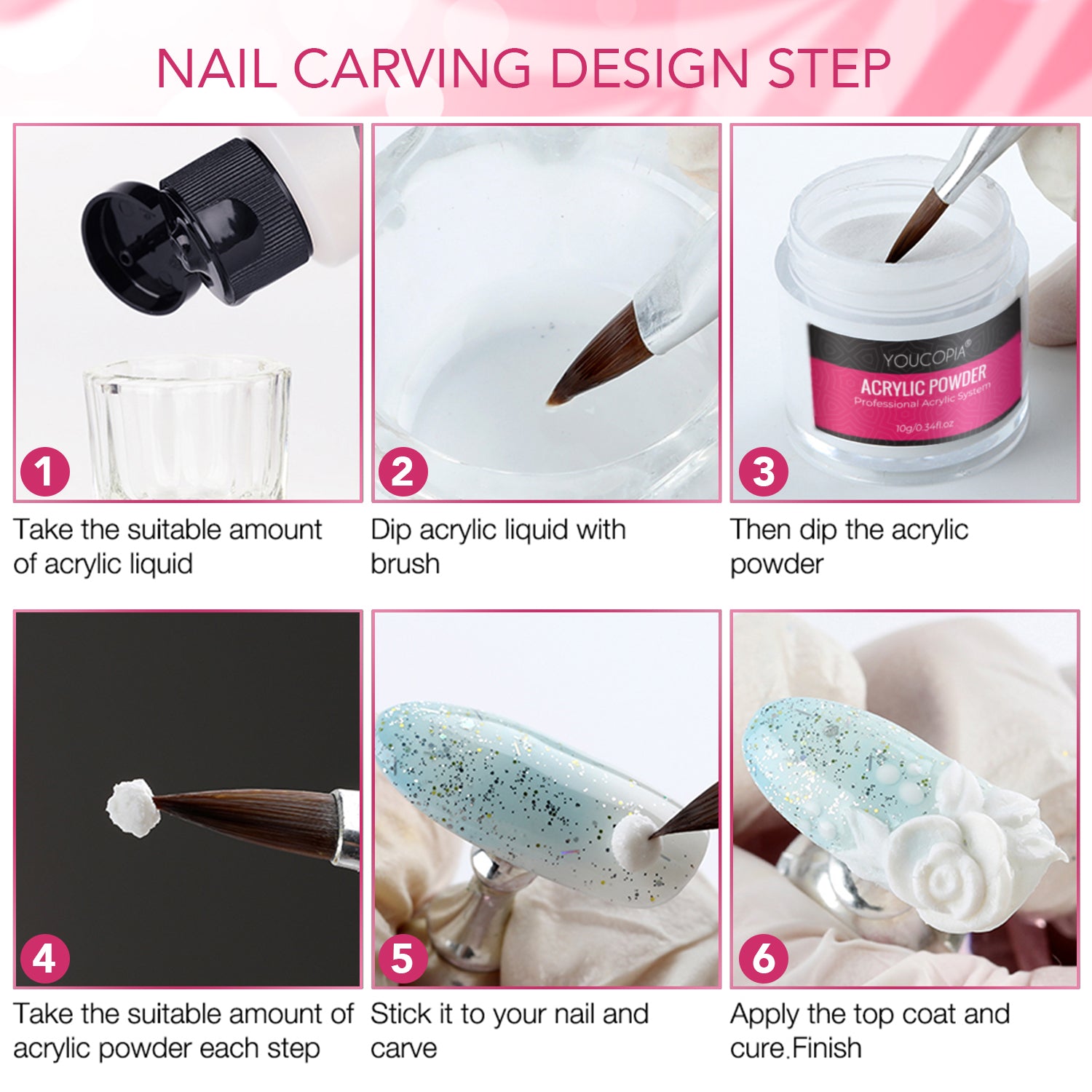 Acrylic Nail Powder with 3 Color