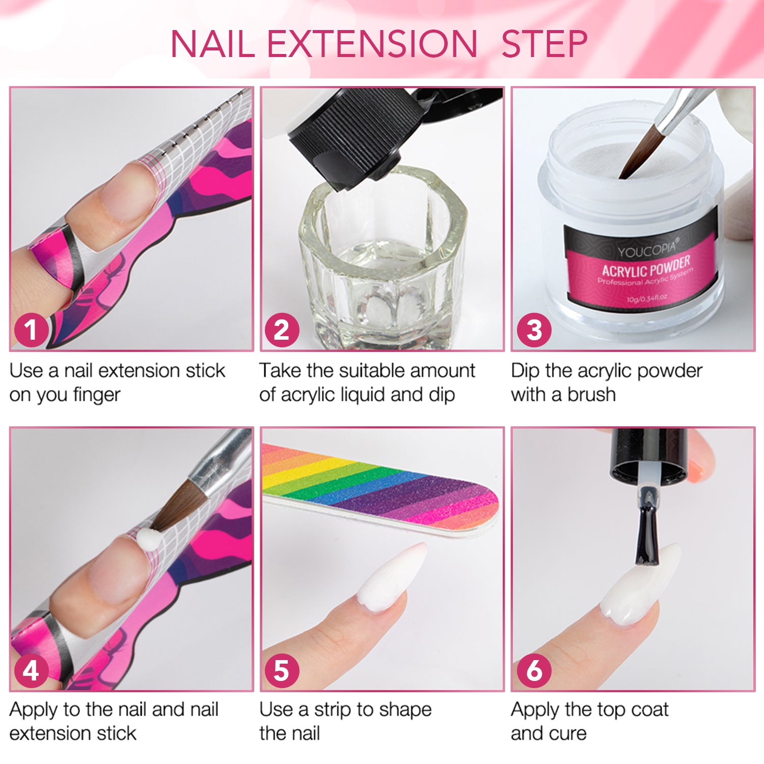 Acrylic Nail Powder with 3 Color